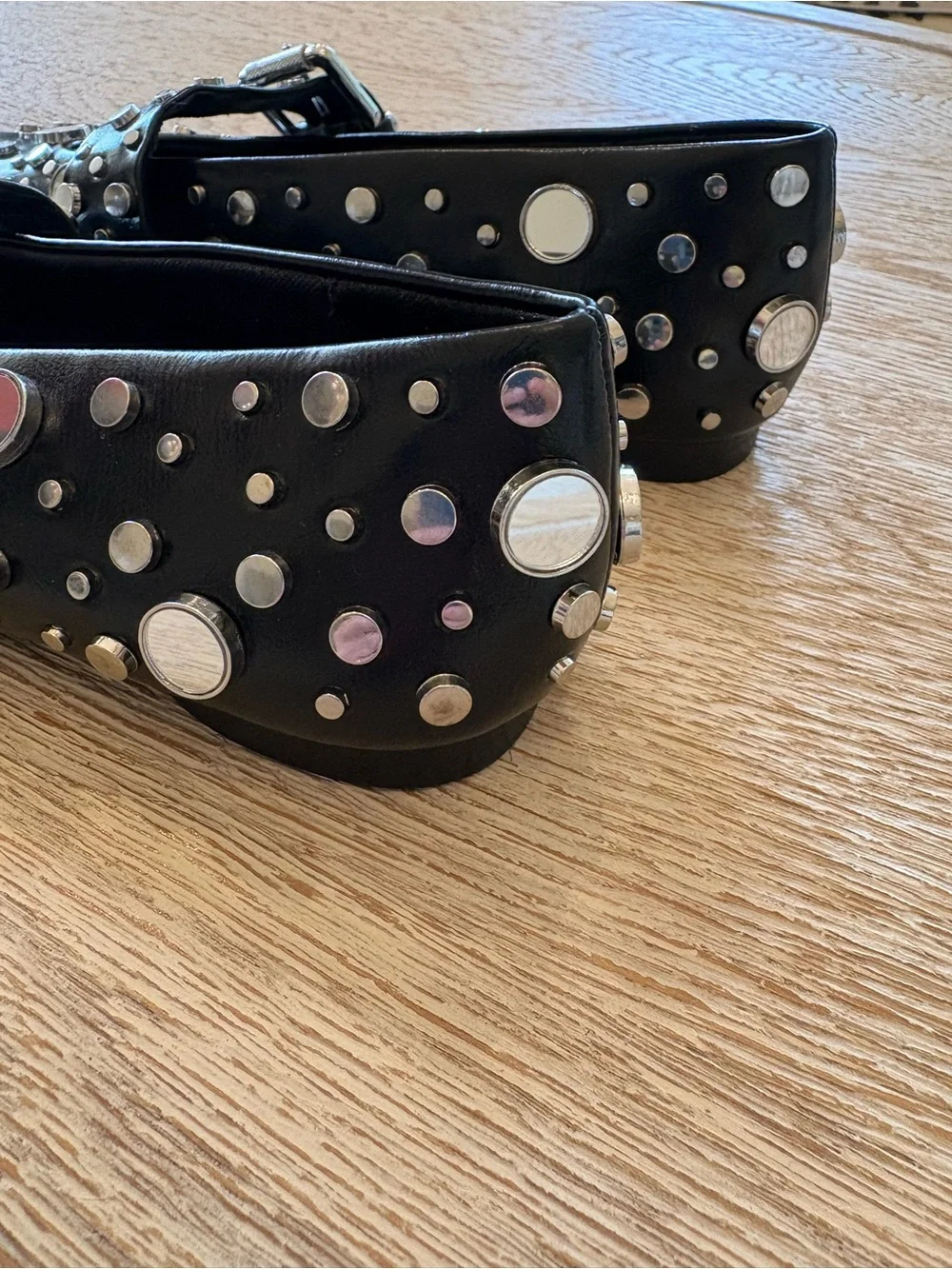 NWT Zara Black Mary Jane Flats Mirror Discs And Studs - Picture 5 of 8
